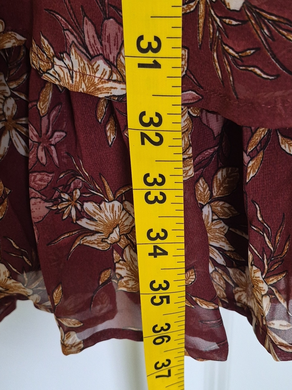 Japna Burgundy Floral Tie-Waist Long-Sleeve Dress Size XL - Picture 10 of 10